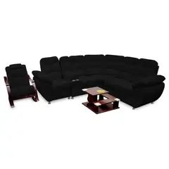 MAGIC CLASS - Juego de Sala L Modelo Deluxe Microfibra Negro