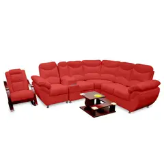 MAGIC CLASS - Juego de Sala L Modelo Deluxe Microfibra Rojo
