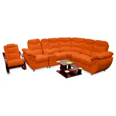 MAGIC CLASS - Juego de Sala L Modelo Deluxe Cuero Sintético Naranja