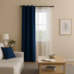 CASA BONITA - Cortina Lino + Velo Azul Turquesa Oscuro140x220 cm