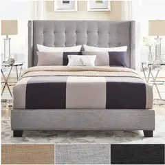 KAIU HOME - Combo Premier Base Cama + Cabecero + Colchón King 200X190 Gris