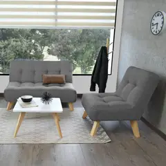 HOGAR VENECIA - Sala navara porto 82x121x80 gris con mesa nova