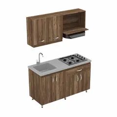 FIRPLAK - Cocina Integral 150X60 Mesón Gris Niebla Con Muebles Ambar Gracia/Sikuani Y Cubierta