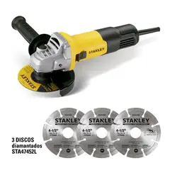 STANLEY - Pulidora 4-1/2pg 750W + 3 Discos Diamantados