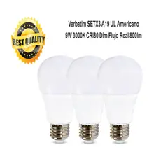 VERBATIM - Set x 3 Bombillo Led 9W 3000K 800LM Alta Eficiencia Luz Cálida