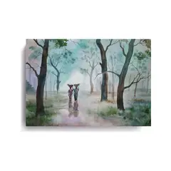 ADAZIO - Cuadro Decorativo de Bosque Pintado S 24x34