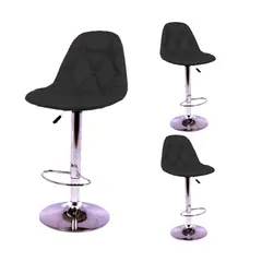 MOBLIHOUSE - Set x3 Silla Bar Botones Negro