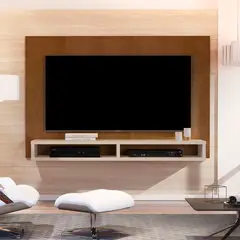 MUEBLES 2020 - Panel para TV Suiza 55” Caramelo/Beige 105X150X33cm en Madera Aglomerada, dos compartimientos.