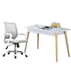 EKONOMODO COLOMBIA - Escritorio Moderno Blanco + Silla Colors Gris