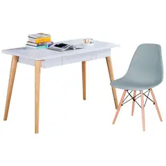 EKONOMODO COLOMBIA - Escritorio Moderno Blanco + Silla Eames Gris