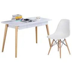 EKONOMODO COLOMBIA - Escritorio Moderno Blanco + Silla Eames Blanco