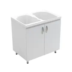 FIRPLAK - Rh Kit Lavadero Aqua 90X60 Flauta + Mueble Blanco