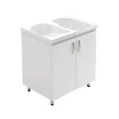 FIRPLAK - Rh Kit Lavadero Aqua80X60 Flauta Bco Mueble Blanco