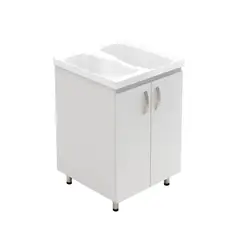 FIRPLAK - Rh Kit Lavadero Aqua60X60 Flauta Bco Mueble Blanco
