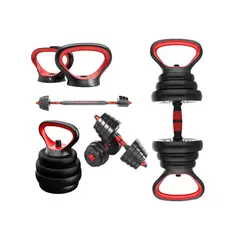 HOMESALE - Kit De Mancuernas Con Barra Plana Convertibles A Pesa Rusa 40 Kg Color Negro/Rojo