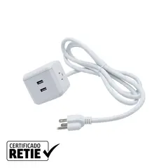 VTA PLUS - Multitoma Polo A Tierra 3 Salidas Con Supresor De Picos Y 2 Puertos USB Tipo Cubo Cable De 90 Cm