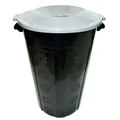 GENERICO - Basurera 130l Negra Con Tapa Gris