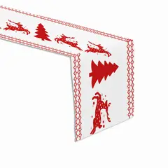 RASCHELTEX - Camino de mesa navideño Dulce 177X30 Crudo/Rojo