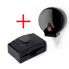 ENERGY PLUS - Combo Dispensador De Papel Higiénico En Plástico Negro + Dispensador De Toallas De Papel En Color Negro