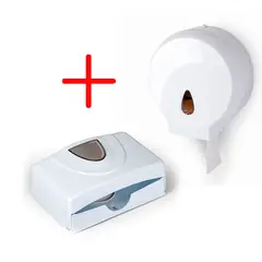 ENERGY PLUS - Combo Dispensador De Papel Higiénico En Plástico Negro + Dispensador De Toallas De Papel En Color Negro