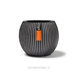 TUMATERA - Matera Cerámica Redonda Vase Groove 17X14X17Cm Negro