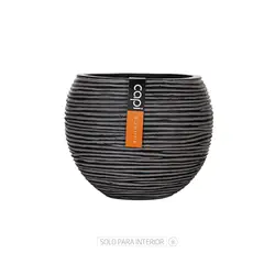 TUMATERA - Matera Cerámica Redonda Vase Rib 17x14x17cm Marfil