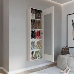 JUST HOME COLLECTION - Zapatero Espejo Burdeos 156x47.6x17.3cm Niebla