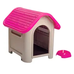 MQ - Casa Para Perros Plástica 74.5x60x66cm Mediano Magenta