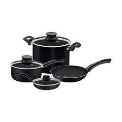 TRAMONTINA - Bateria de cocina Paris con antiadherente 7 piezas negra