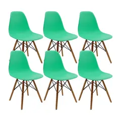 OR DESIGN - Set X 6 Silla Comedor Eames Patas Madera Verde Menta