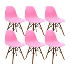 OR DESIGN - Set x6 Silla Comedor Eames Patas Madera Rosado