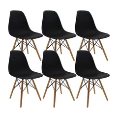 OR DESIGN - Set X6 Silla Comedor Eames Patas Madera Negro