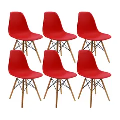 OR DESIGN - Set X 6 Silla Comedor Eames Patas Madera Rojo