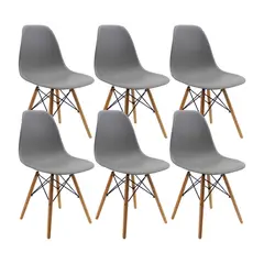 OR DESIGN - Set X 6 Silla Comedor Eames Patas Madera Gris