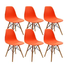 OR DESIGN - Set X 6 Silla Comedor Eames Patas Madera Naranja