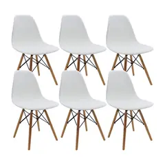 OR DESIGN - Set x6 Silla Comedor Eames Patas Madera Blanco