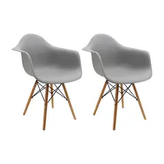 OR DESIGN - Set X2 Silla Eames Con Brazos Patas Madera Gris