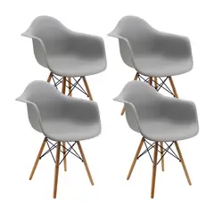 OR DESIGN - Set x4 Sillas Eames Brazos 82x62x44 Negra