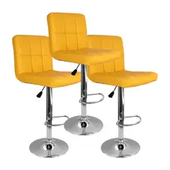 OR DESIGN - Set X3 Silla Acolchada Tipo Bar Amarillo