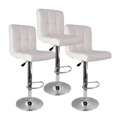 OR DESIGN - Set X3 Silla Acolchada Tipo Bar Blanco