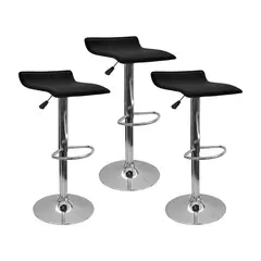 OR DESIGN - Set X3 Silla Tapizada Lisa Tipo Bar Negro