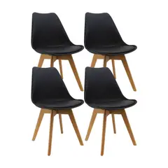 OR DESIGN - Set x4 Silla Oslo Asiento Tapizado Patas Madera Negro
