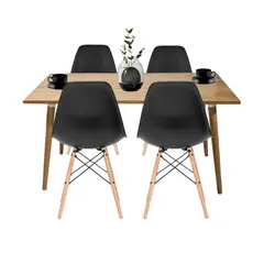 EKONOMODO COLOMBIA - Comedor Mad Robledo 73X120X60 + 4 Sillas Eames Negro