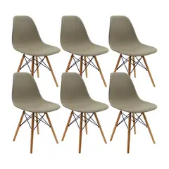 OR DESIGN - Set X 6 Silla Comedor Eames Patas Madera Beige