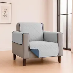 GUAMBA - Forro Protector de Sofá Doble Faz 1 Puesto Gris/Azul 60 x 180 cm