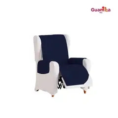 GUAMBA - Forro Protector de Sofá Doble Faz 1 Puesto Gris/Azul 60 x 180 cm
