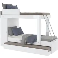 AKIVOY - Camarote Madera Litera Armario 165X85X229 Blanco