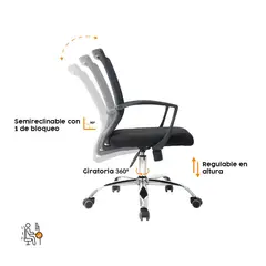 BONNO - Silla de escritorio Giratoria Negro Clasica