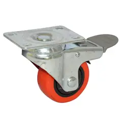 DISCOVER - Rodachina PU giratoria con freno de nylon Roja 100 mm 4"