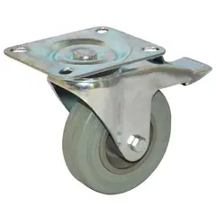 DISCOVER - Rodachina giratoria con freno, industrial, Gris 85 mm 3.1/2"